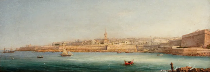 Widok na Vallettę z wyspy Manoel, 1869