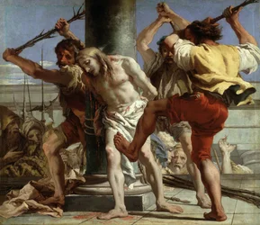 Le Christ a la Colonne - Chrystus w kolumnie - Tiepolo, Giandomenico (1727-1804) - 1772 - Olej na płótnie - 124x144 cm - Museo del Prado, Madryt