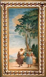 Trzej chłopi widziani z tyłu, z Sali Scen Rustykalnych, w Foresterii, 1757