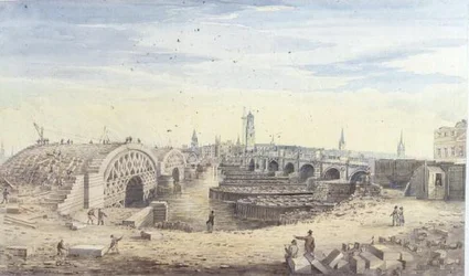 Budowa nowego London Bridge wzdłuż starego London Bridge