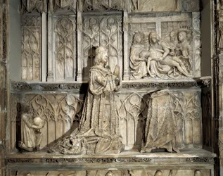 Sztuka gotycka: Grób Jana Padilli (1490-1521). Hidalgo i kastylijski rewolucjonista, znany z udziału w wojnie społeczności Kastylii. Marmurowa rzeźba Gila z Shiloh (1486-1501), około 1500 r. Burgos, Burgos Museum