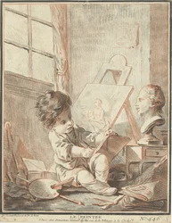 Kind als schilder w atelier Le peintre (tytuł na obiekcie)