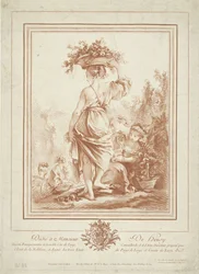 Kobieta z koszem kwiatów w ogrodzie