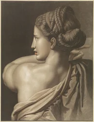 Kobieta wskazująca, widziana z tyłu