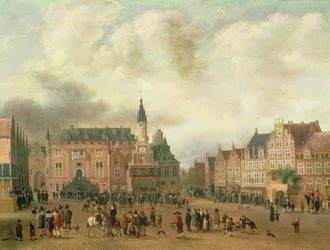 Ogłoszenie pokoju w Bredzie na Grote Markt, Haarlem, ok. 1667