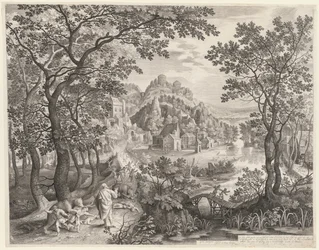 Elizeusz przeklinający dzieci z Betel, które są pożerane przez niedźwiedzie, 1602.