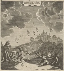 Zons- en maansverduistering Zaciemnienie słońca i księżyca, spadająca gwiazda, drżenie niebios (tytuł na obiekcie)