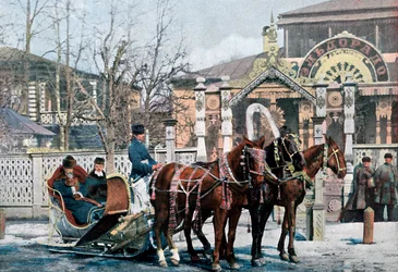 Sanie trojki w Moskwie, Rosja, ok. 1890 r.