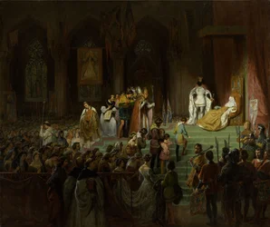 Koronacja zmarłej Inês de Castro w katedrze w Coimbrze, 1827-1828.