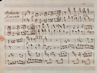 Pierwsza strona nut do symfonii zredukowanej na fortepian Tancrediego, opera Gioacchino Rossiniego