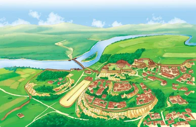 Starożytny Rzym (archaiczny): widok miasta Rzym w VI wieku p.n.e.
