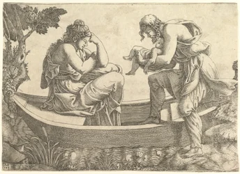Danae i niemowlę Perseusz wyrzuceni na morze przez Akrisiusa, 1543.