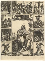 Matka Boska Bolesna, obraz Matki Boskiej otoczony dziewięcioma winietami przedstawia..., ok. godz. 1575.