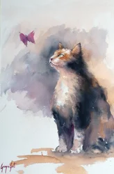Ciekawski kot i motyl