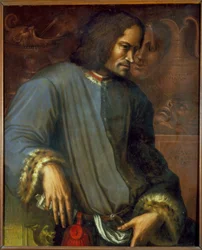 Laurent de Medici (1449 - 1492) (Laurent Wspaniały: Lorenzo Wspaniały). Obraz Giorgio Vasari (1511-1574). Muzeum Uffizi. Florencja.