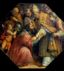 Spotkanie Franciszka I i Leona X w Bolonii (konkordat boloński 1517), ok. 1558-62 (olej)