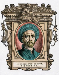 Portret Domenico PULIGO [1492-1527] Włoski malarz. Grawerowanie przysmaku „Życie najwybitniejszych malarzy, rzeźbiarzy i architektów” (Le Vite de