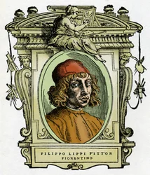 Portret Filippo Lippiego (1406-1469) malarza florenckiego. Ksylografia z „Życia malarzy” Giorgio Vasariego.