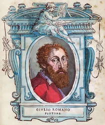 Portret Julesa Romaina (Giulio di Pietro di Filippo autorstwa Gianuzziego, zwany Giulio Pippi, potem Giulio Romano) (1499-1546) Ksylografia z „Życia” Giorgio Vasari 1568