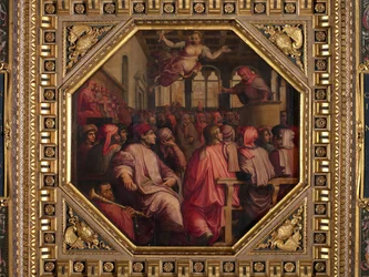 Przemówienie Antonio Giacominiego na temat wojny przeciwko Pizie w Sala dei Duecento