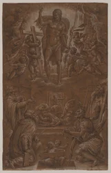 Zmartwychwstały Chrystus adorowany przez świętych i aniołów, 1566-1568.