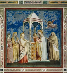 Ofiarowanie Jezusa w świątyni, autorstwa Giotta (1267-1337), detal z cyklu fresków Życie i męka Chrystusa