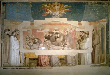 Pogrzeb św. Franciszka z Asyżu. Weryfikacja stygmatyzacji. Obraz Giotto di Bondone (1267? 1337)