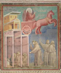 Św. Franciszek ukazuje się swoim towarzyszom w ognistym rydwanie, 1296-97