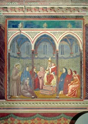 Św. Franciszek wygłasza kazanie do papieża Honoriusza III, 1297-99