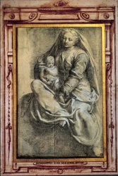 Matka Boska z Dzieciątkiem Lavis autorstwa Giovanni Antonio Dosi (1533-1610) XVI w. Słońce. 0,43x0,28 m Paryż, Musee du Louvre