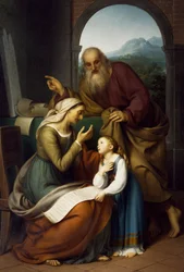 Edukacja Dziewicy, Giovanni Carnovali (1804-1873), olej na płótnie, 205x140 cm. Kościół parafialny św. Bartłomieja, Almenno. Włochy