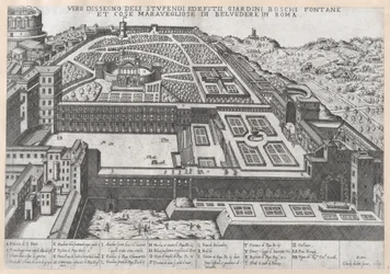 Lustro rzymskiej świetności: widok z lotu ptaka Belwederu i jego ogrodów, 1579., 1579.