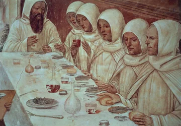 Św. Benedykt, który zdobył dużo mąki i nakarmił mnichów, fragment z Żywotu św. Benedykta