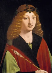 Portret młodzieńca trzymającego strzałę, ok. 1500-10 (olej na desce)