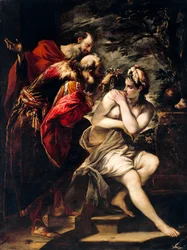 Susanna and Elders – Giovanni Antonio Burrini (1656-1727), olej na płótnie