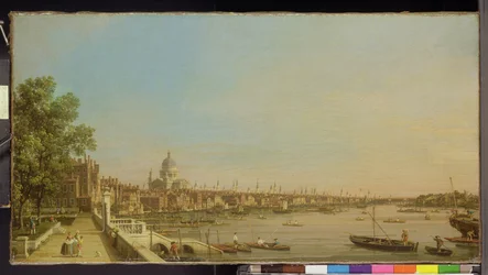 Tamiza z tarasu domu w Somerset patrząc na kościół św. Pawła, ok. 1750