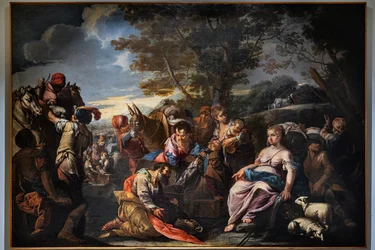 Laban szuka bożków ukrytych przez Rachelę, początek XVIII wieku (olej na płótnie)