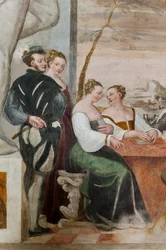Gra karciana, sala główna, ok. 1570 (fresk)