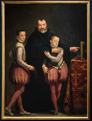 Portret Giuseppe Gualdo z dziećmi Paolo i Emilio