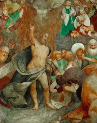 Chrystus Sędzia wita Świętego Piotra w niebie