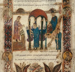 Odmówienie Exulet podczas Wigilii Paschalnej. Exultet katedry San Sabino w Bari