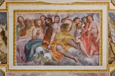 Genua, Duomo (katedra św. Wawrzyńca), wnętrze, kaplica Lercari lub kaplica Najświętszego Sakramentu (absyda północna), sklepienie: „Sprawiedliwi Starego Testamentu”, fresk Giovanniego Battisty Castello znany jako Bergamasco
