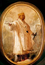 San Carlo Borromeo in gloria Reprezentacja Karola Boromeusza (1538-1584) włoskiego prałata w chwale. Obraz Giovana (Giovanniego) Battisty Crespi dit Il Cerano (około 1575-1632) Mediolan, Katedra Duomo, zakrystia północna