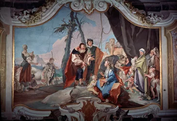 Rachel ukrywająca idoli skradzionych jej ojcu Laban