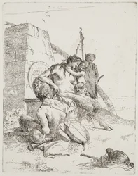 Rodzina Satyrów z obeliskiem, Wenecja, c.1765 (akwaforta)