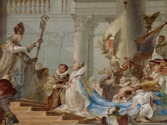 Ceremonia ślubna cesarza Fryderyka Barbarossy i Beatrycze Burgundzkiej w 1156 roku ... (fresk)