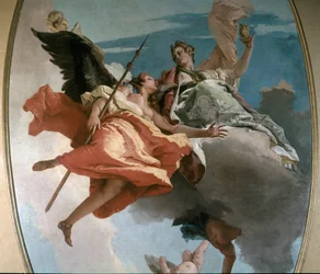 Alegoria siły i wiedzy Obraz Giambattisty Tiepolo (1696-1770) 1743 niedz. 479x251 cm Udine, Muzeum Miejskie