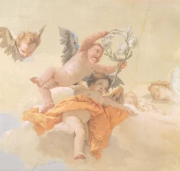Chwała aniołów, Giovanni Battista Tiepolo (1696-1770), fresk, Detal, Oratorium Czystości, Udine