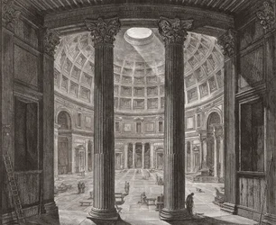 Wnętrze Panteonu, Rzym, Włochy. Piranesi.