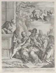 Święta Rodzina z aniołami po prawej i nad głową, 1652.